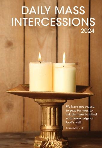 Inspired by her daily contemplation and meditation on the Scriptures, Carmelite Sister Mary Grace Melcher offers this book of deeply meaningful prayers of the faithful for every day of the year. . Daily mass intercessions 2023